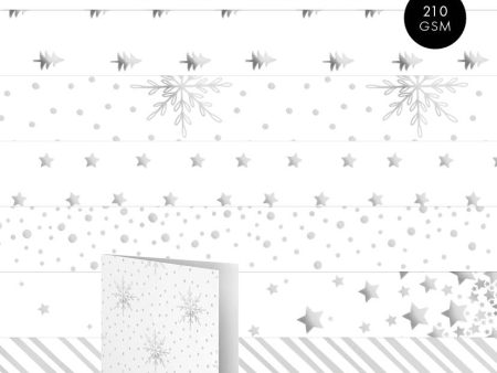 SL Foiled Cards Silver Christmas Patterns Essentials 24 SH Online now