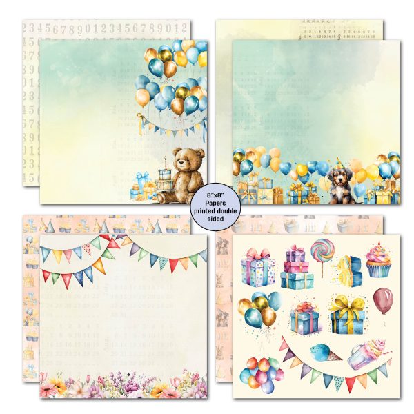 3Quarter Designs Birthday Wishes 8x8 Paper Pack For Cheap