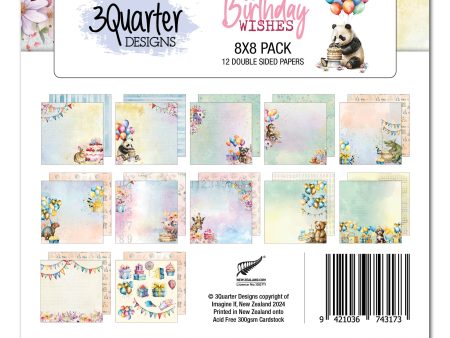 3Quarter Designs Birthday Wishes 8x8 Paper Pack For Cheap