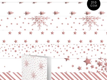 SL Foiled Cards Rose Gold Christmas Patterns Essentials 24 SH Sale