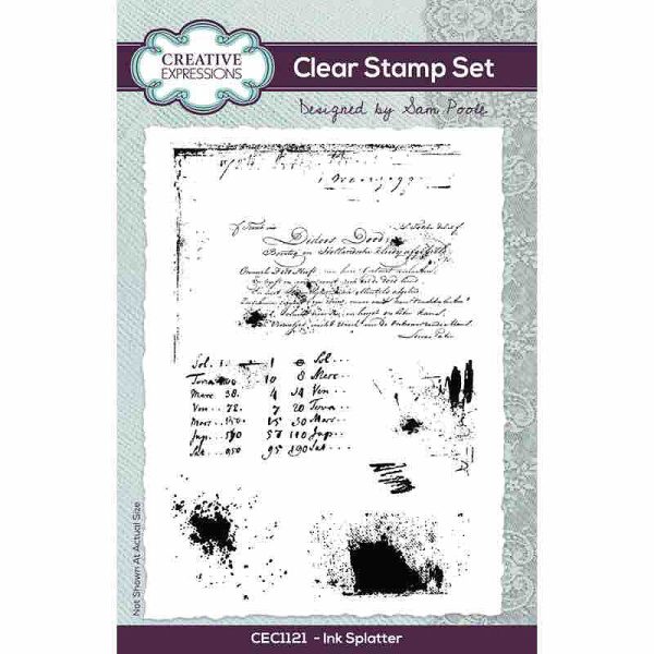 Creative Expressions Sam Poole Ink Splatter 4 in x 6 in  Clear Stamp Set For Cheap