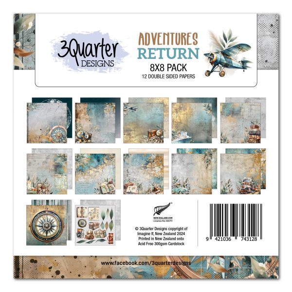 3Quarter Designs Adventures Return 8x8 Paper Pack For Discount