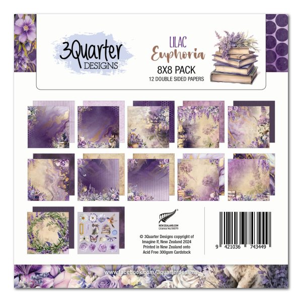 3Quarter Designs Lilac Euphoria 8x8 Paper Pack Fashion