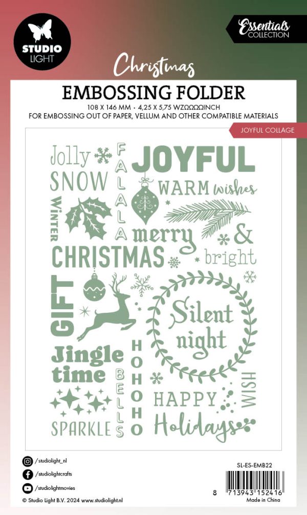 SL Embossing Folder Joyful Collage Essentials 1 PC For Cheap