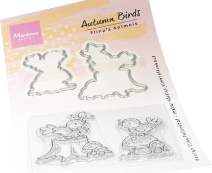 Marianne Design Stamp & Die Set - Eline s Animals - Autumn Birds Hot on Sale