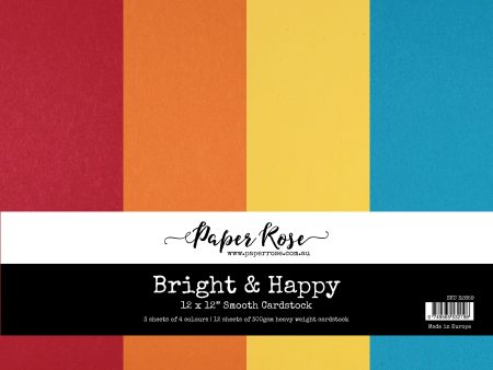 Bright & Happy 12x12 Assorted Smooth Cardstock - 12 sheets 32859 Sale