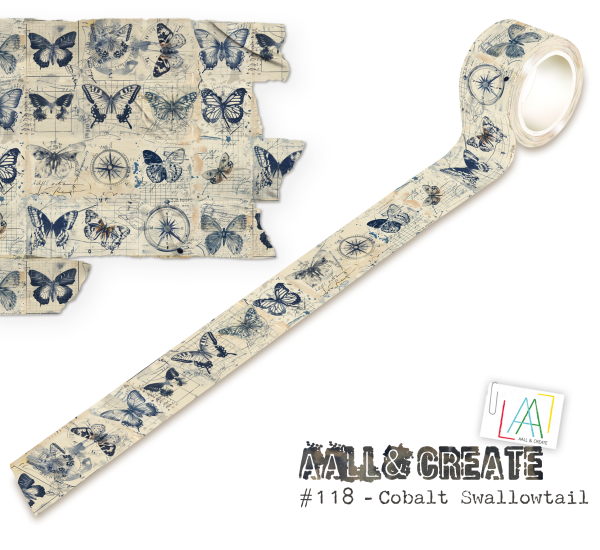 AALL and Create - Washi Tape 25mmx10m - Cobalt Swallowtail on Sale